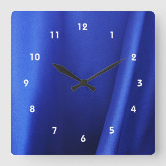 Flowing Blue Silk Fabric Abstract Square Wall Clock
