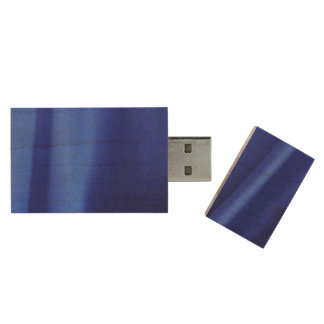 Flowing Blue Silk Fabric Abstract Wood Flash Drive