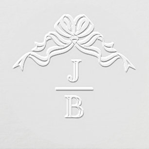 Flowing Bow Ribbon 2 Initial Wedding Mon #2CA-ND Embosser
