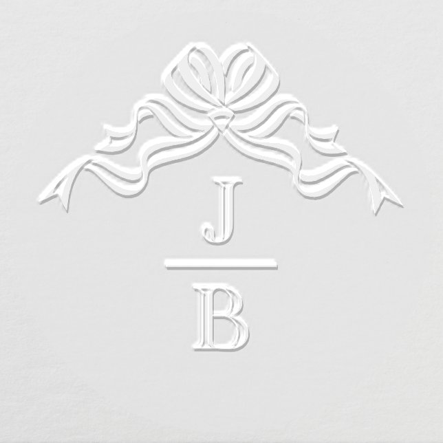 Flowing Bow Ribbon 2 Initial Wedding Mon #2CA-ND Embosser (Design)