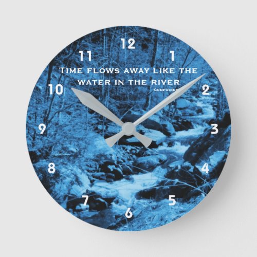 Flowing Brook Time Confucius Inspirational Quote  Round Clock