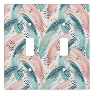 Flowing Brushstroke & Gold Dot Abstract Pattern Light Switch Cover