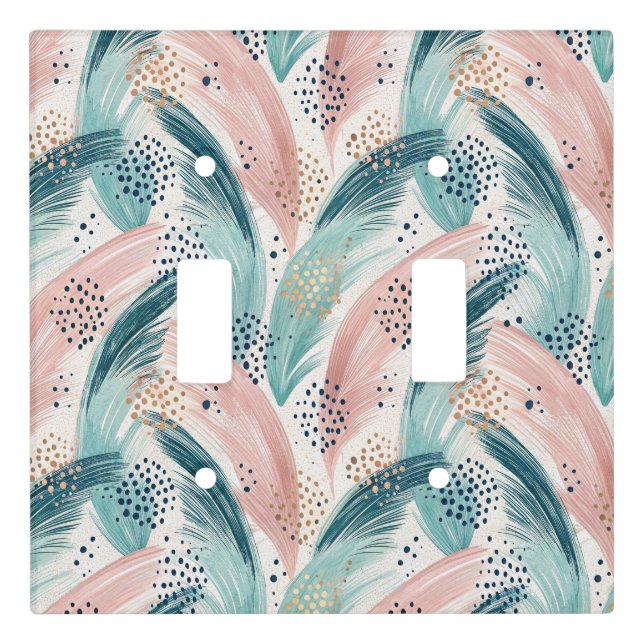 Flowing Brushstroke & Gold Dot Abstract Pattern Light Switch Cover (Front)