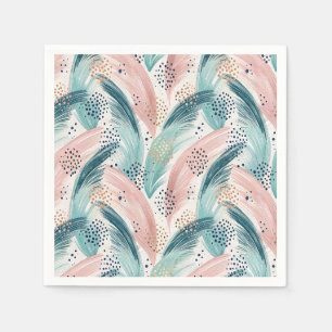 Flowing Brushstroke & Gold Dot Abstract Pattern Napkins