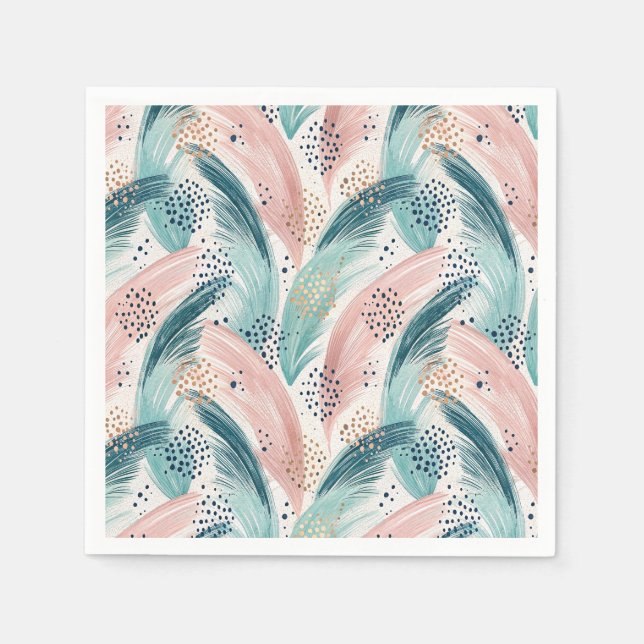Flowing Brushstroke & Gold Dot Abstract Pattern Napkins (Front)