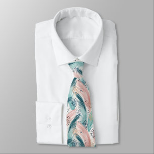 Flowing Brushstroke & Gold Dot Abstract Pattern Neck Tie