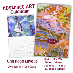 Flowing Color Marbling abstract Art Calendar