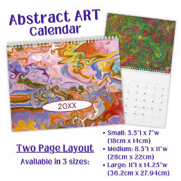 Flowing Color Marbling abstract Art - Calendar