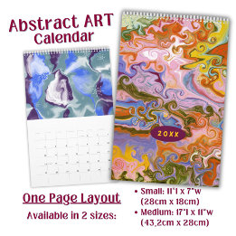 Flowing Color Marbling abstract Art - long Calendar