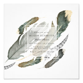 Flowing Feathers Watercolor | Bridal Shower Card