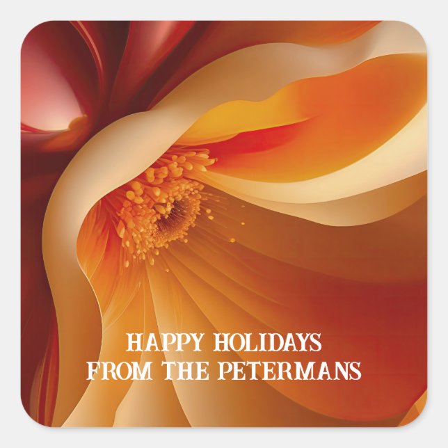 Flowing Floral in Red Square Sticker (Front)