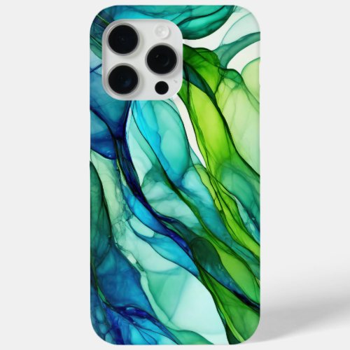 Flowing forms in green and blues iPhone 15 pro max case