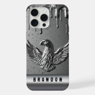 💛 Flowing Gold Eagle Custom Name Liquid Metal  iPhone 15 Pro Max Case