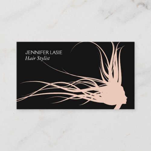 Flowing Hair bisque black background Business Card