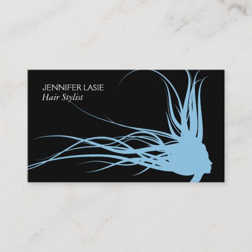 Flowing Hair blizzard blue black background Business Card