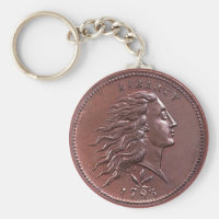 Flowing Hair Large Cent Keychain