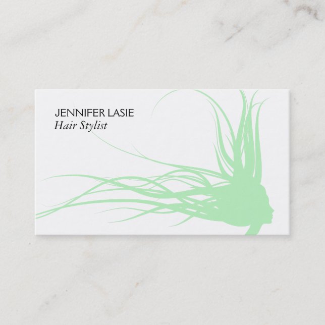 Flowing Hair (mint) Business Card (Front)