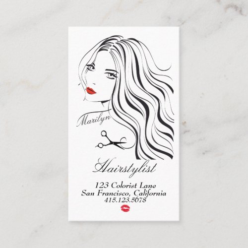 Flowing Hair Silhouette Hairstylist Business Card