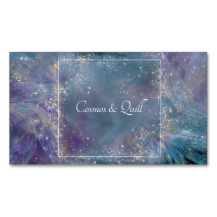 Flowing Light Celestial Indigo Gold Stardust Business Card Magnet