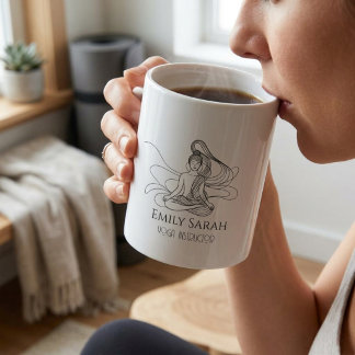 Flowing Line Art Meditating Figure Yoga Giant Coffee Mug