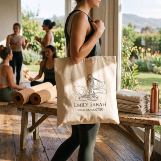 Flowing Line Art Meditating Figure yoga Tote Bag