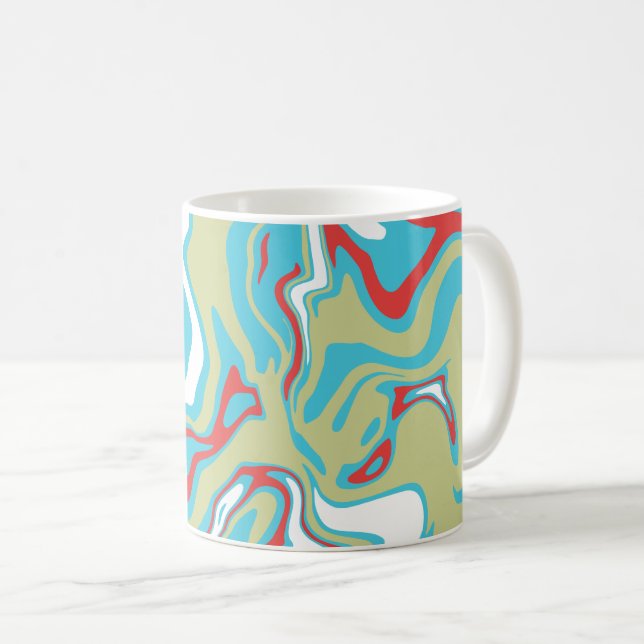 Flowing Liquid Curves and Color Bands Coffee Mug (Front Right)