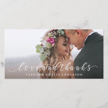Flowing Love And Thanks Wedding Photo Card by FINEandDANDY at Zazzle