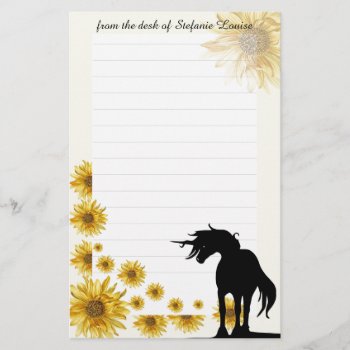 Flowing Mane Unicorn Stationery W/lines (daisy) by Heart_Horses at Zazzle