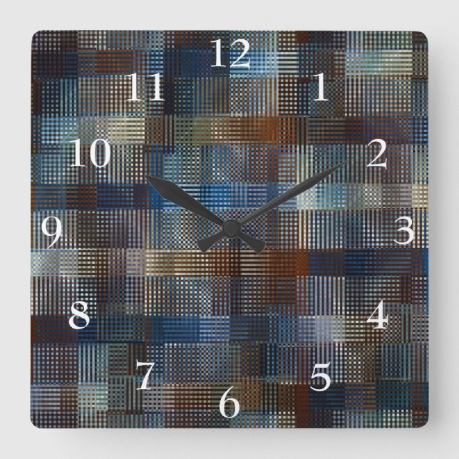 Flowing Metal Weave Square Wall Clock (Front)