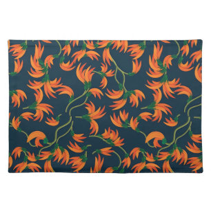  Flowing Orange Floral Pattern Cloth Placemat