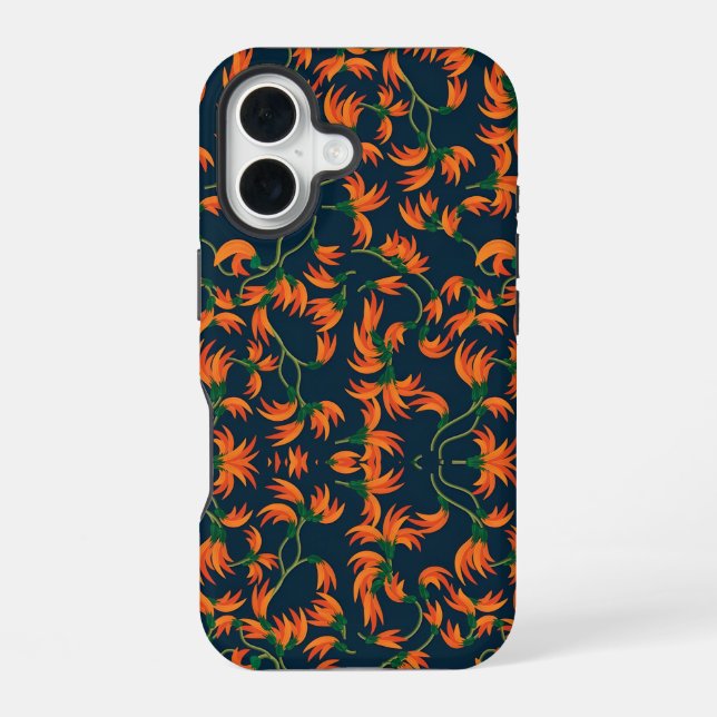  Flowing Orange Floral Pattern Iphone Case (Back)