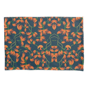  Flowing Orange Floral Pattern Pillow Case