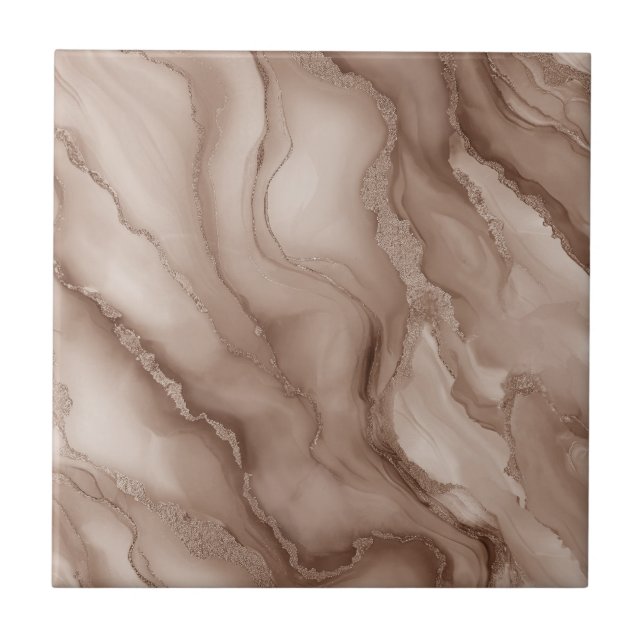 Flowing Pattern of Marble in Earthy Colors  Ceramic Tile (Front)