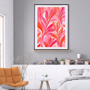Flowing Pink Floral Poster