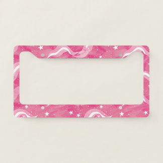 Flowing Pink Stars License Plate Frame