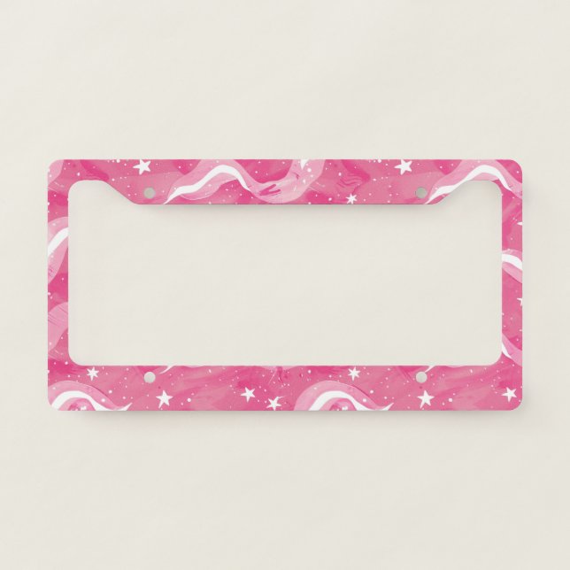 Flowing Pink Stars License Plate Frame (Front)