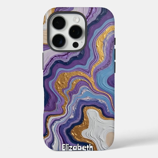 Flowing Purple and Gold Abstract Art Case-Mate iPhone Case (Back)
