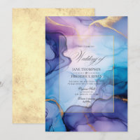 Flowing Purple, Blue, and Gold Alcohol Ink Wedding