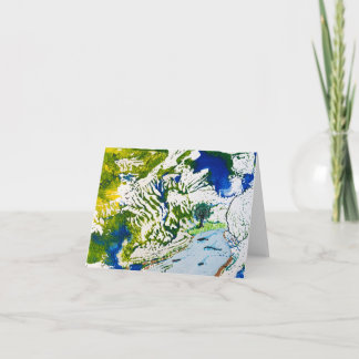 Flowing river with green and blue colors card