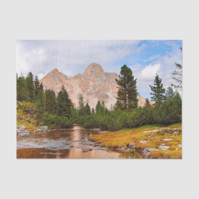 Flowing river with sky mountain and greenery tissue paper (Front)