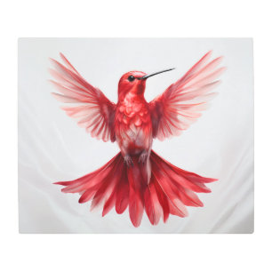 Flowing Scarf Red Rufus Hummingbird In Flight Metal Print