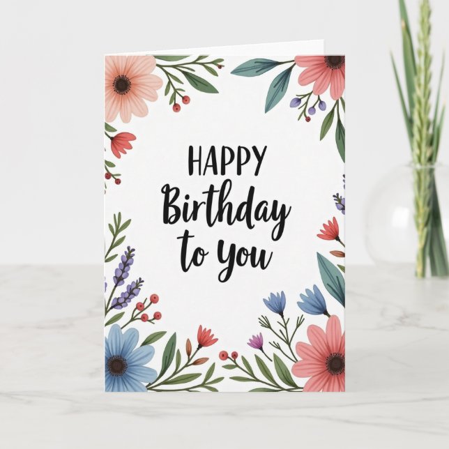 Flowing Script Birthday Card (Front)