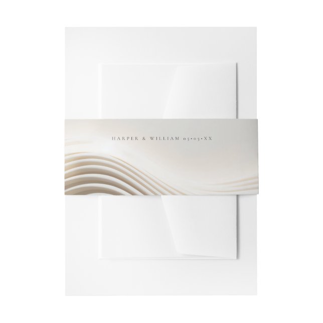 Flowing sculpted ivory wedding invitation  invitation belly band (Front Example)