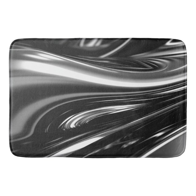Flowing Silver Metal  Bath Mat (Front)