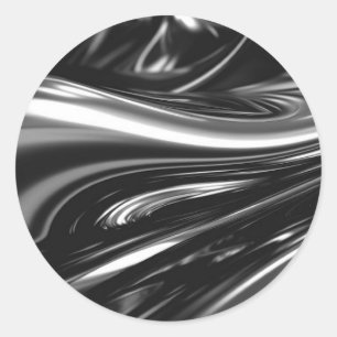 Flowing Silver Metal Classic Round Sticker