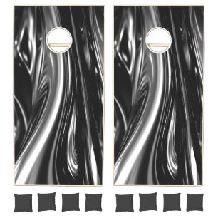 Flowing Silver Metal Cornhole Set