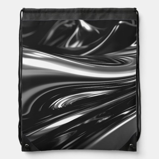 Flowing Silver Metal  Drawstring Bag (Front)