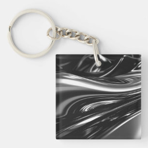 Flowing Silver Metal Keychain