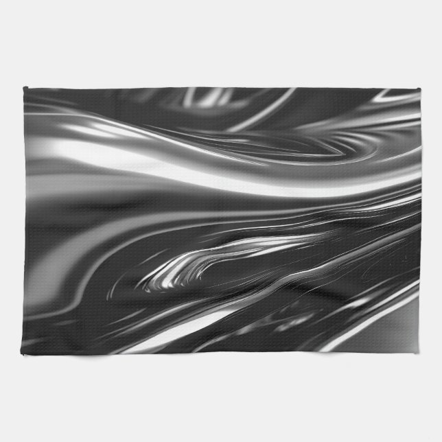 Flowing Silver Metal  Kitchen Towel (Horizontal)