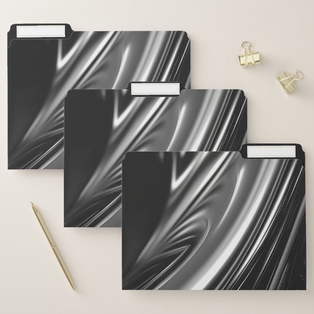 Flowing Silver Metal Look File Folder (Set)
